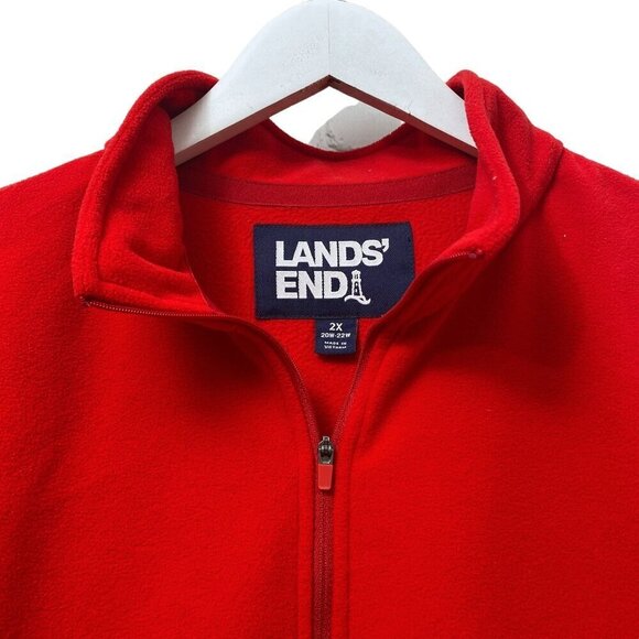 LANDS END Fleece Top Plus Size 2X Red 1/4 Zip Pullover Womens Jacket - Picture 2 of 11